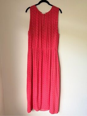 Masion Jules Red Sleeveless Polka Dot Midi Dress, Size XXL